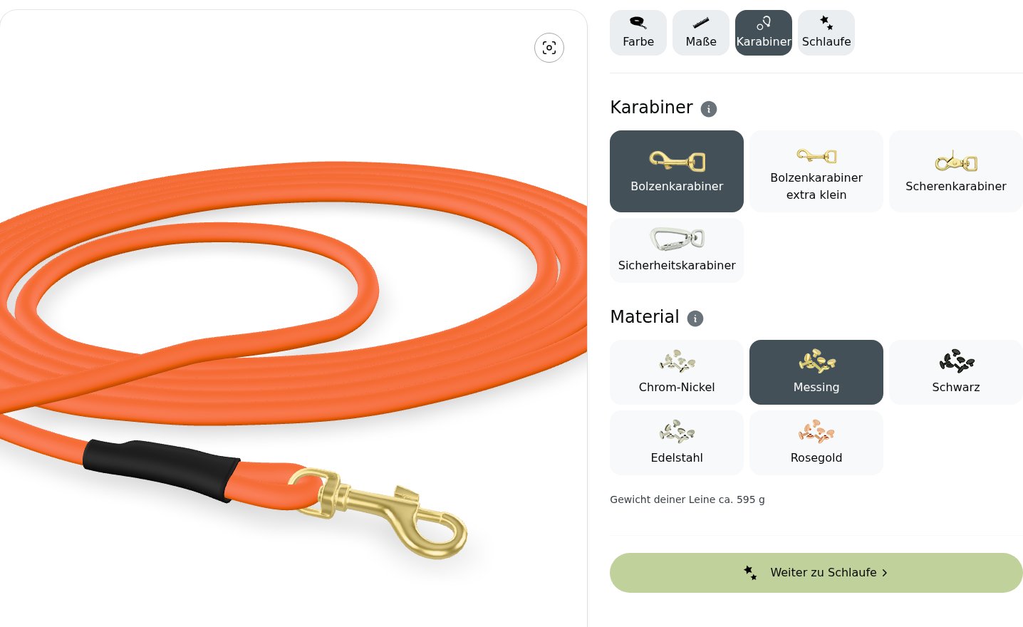 Karabiner Biothane Schleppleine rund
