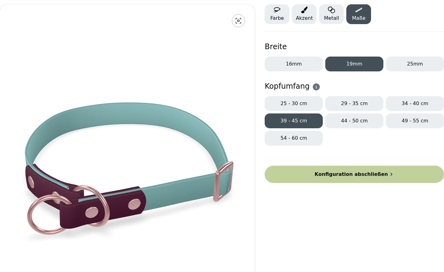 Breite und Kopfumfang Biothane Zugstopp-Halsband