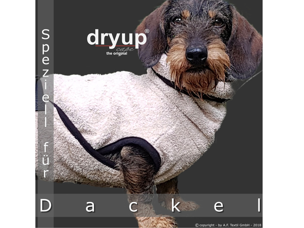 Dryup Cape Hundebademantel Dackel spezial sand 35 cm