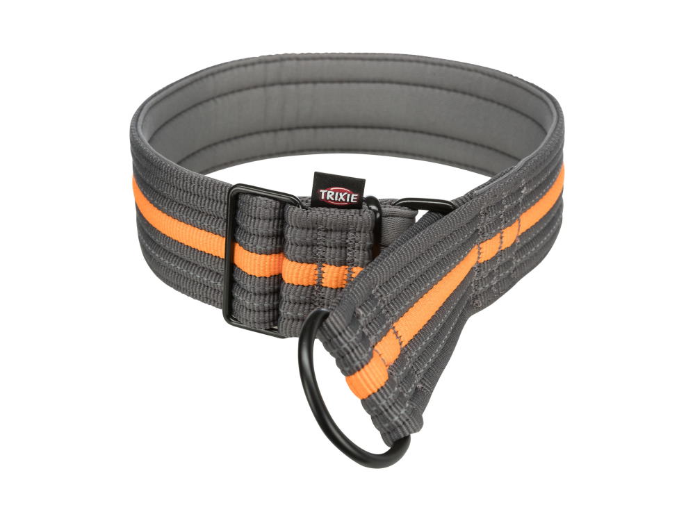 Fusion Zug-Stopp-Halsband extra breit grafit/papaya L-XL