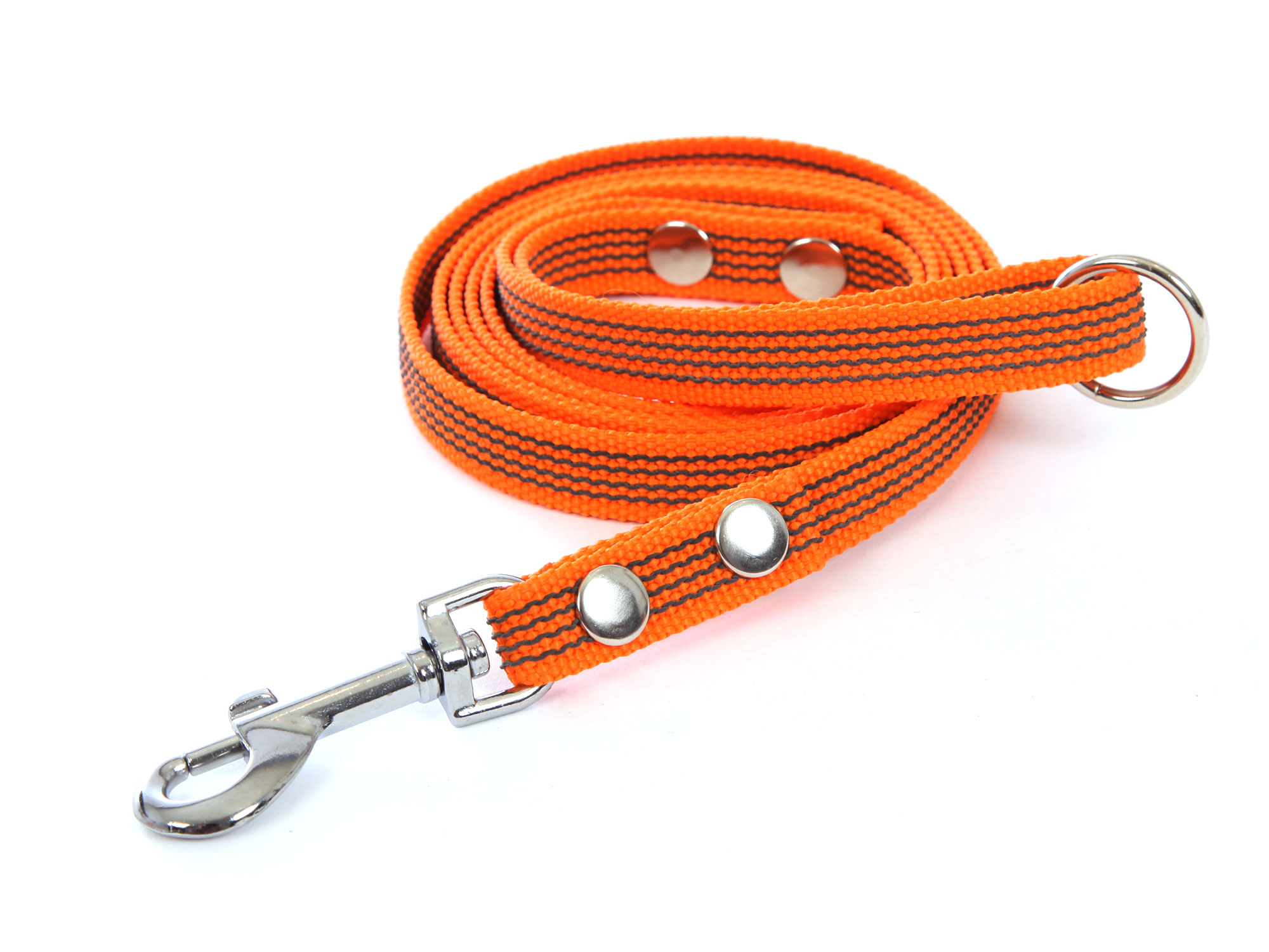 Bullyzei gummierte Hundeleine mit Handschlaufe und O-Ring orange 200032
